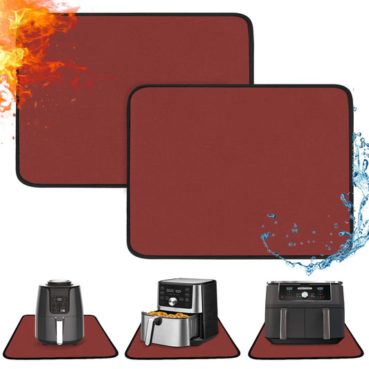Amerbro Heat Resistant Mats for Countertop - Fireproof 16x24in Heat Resistant Mats for Air Fryer - Kitchen Countertop Protector for Air Fryer, Coffee Maker, Stand Mixer, Toaster, Oven 2PCS - Red