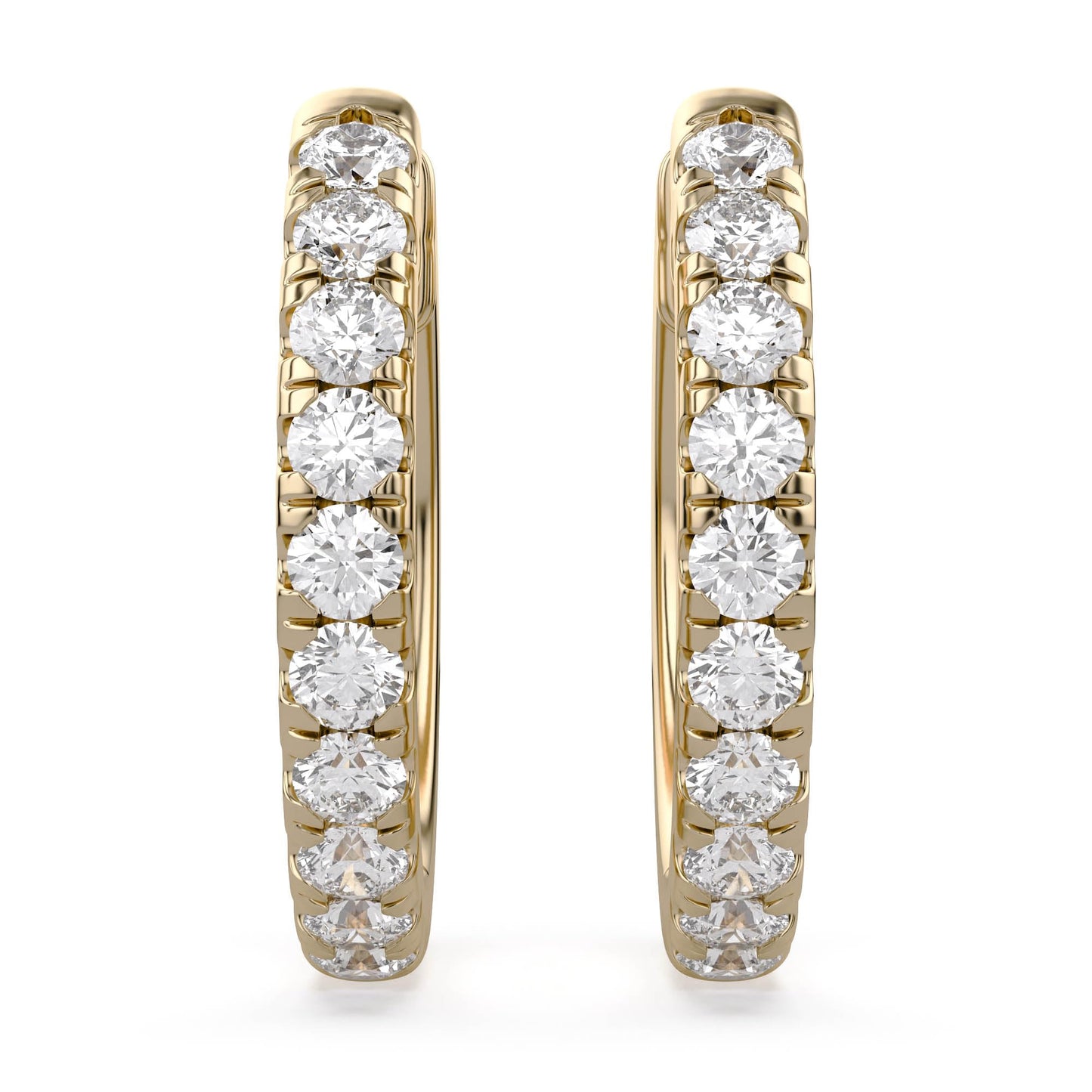 10MM Huggie Hoop Earrings for Women, 0.25 Carat (ctw) Round Natural Diamond Hoop Earrings in 14K Yellow Gold Plated 925 Sterling Silver Jewelry for Her