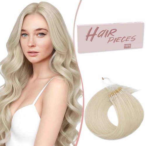 SEGO U Tip Hair Extensions Human Hair, Keratin Bonded & Loop Hair Extensions, K Tip Hot Fusion for Silky Straight Highlights, 1g per Strand, 50 Strands/50g, 22" Platinum blonde
