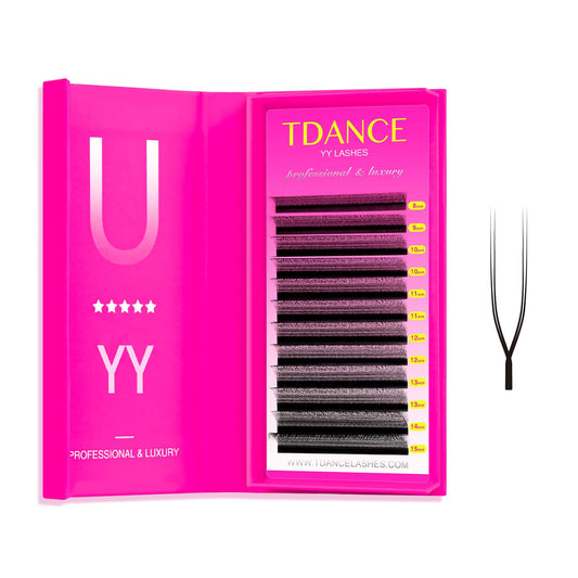 TDANCE U Lash Extensions 2D 3D 4D 5D UU Lash Fans Eyelash Extension U Shaped Natural Volume Lashes Extension Soft Matte Black Lashes(UU-2D-0.07-D,8-15mm)