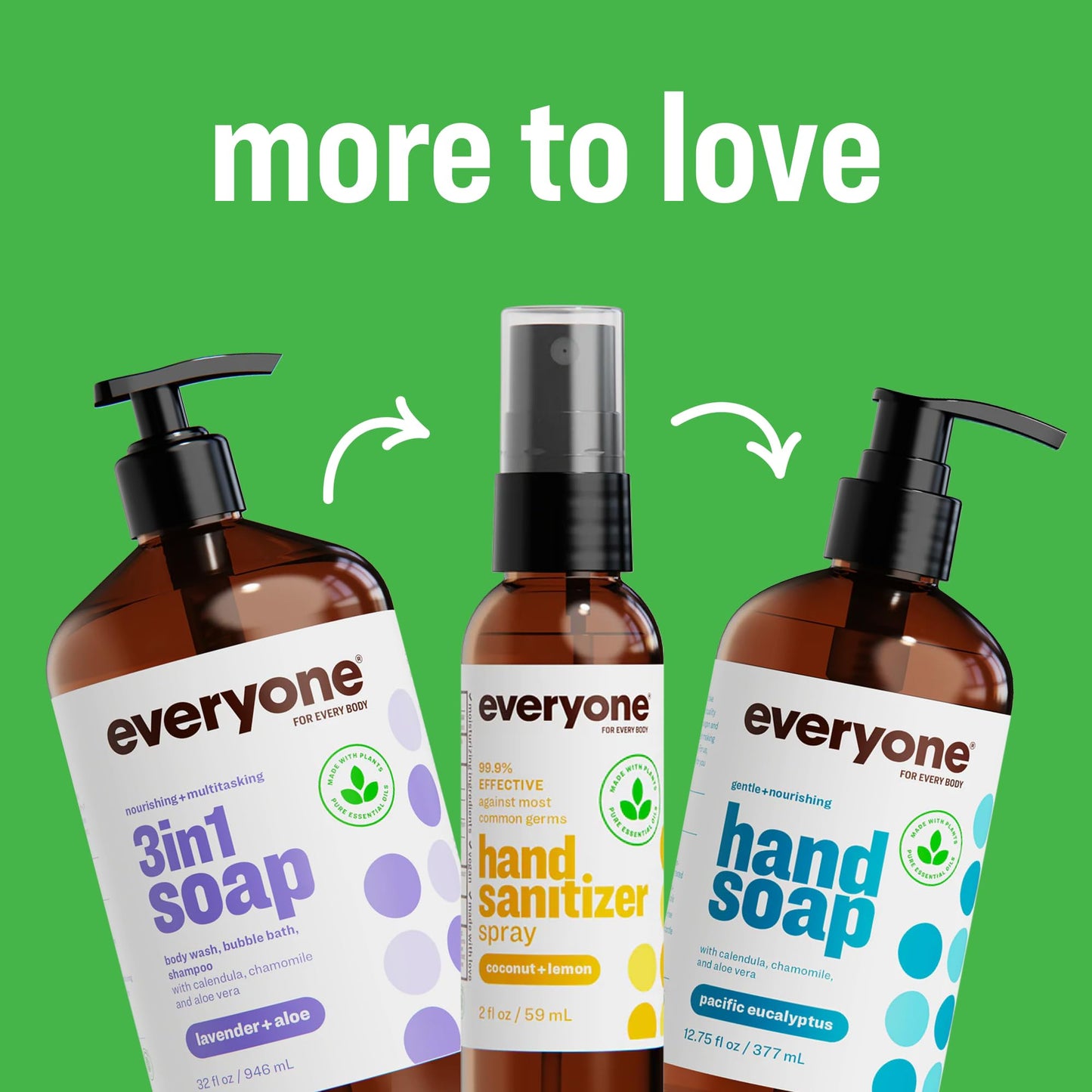 Everyone 3-in-1 Soap, Body Wash, Bubble Bath, Shampoo, 32 Ounce (Pack of 2), Peppermint Tea Tree, made with Essential Oils for Men and Women