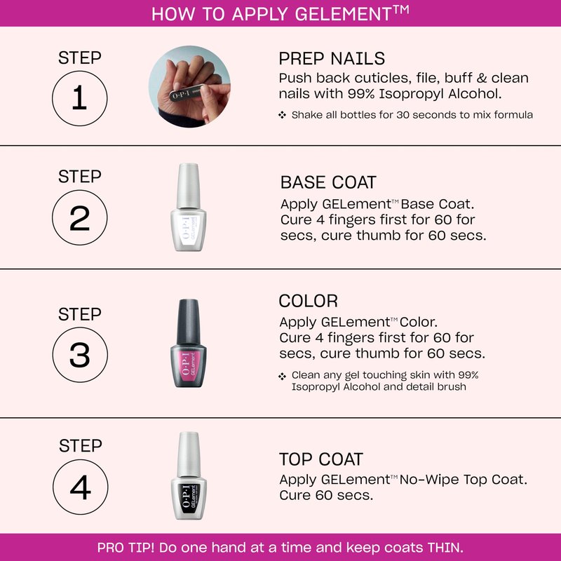 OPI GELement Starter Essentials Kit | Includes Base Coat, Top Coat, LED Curing Lamp, & Prep Supplies | DIY Professional Salon Quality Gel Manicure Results