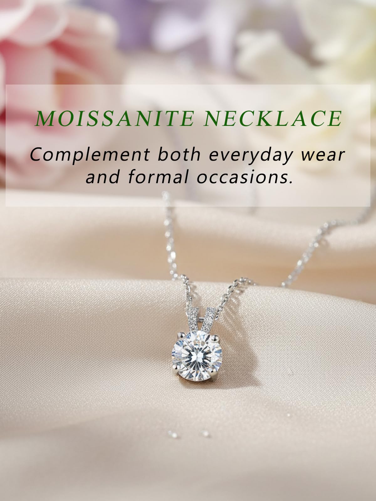 CYW Moissanite Cute Small Round Pendant Necklace Women Valentines Day Silver Imitation Diamond Simple Solitaire Necklace