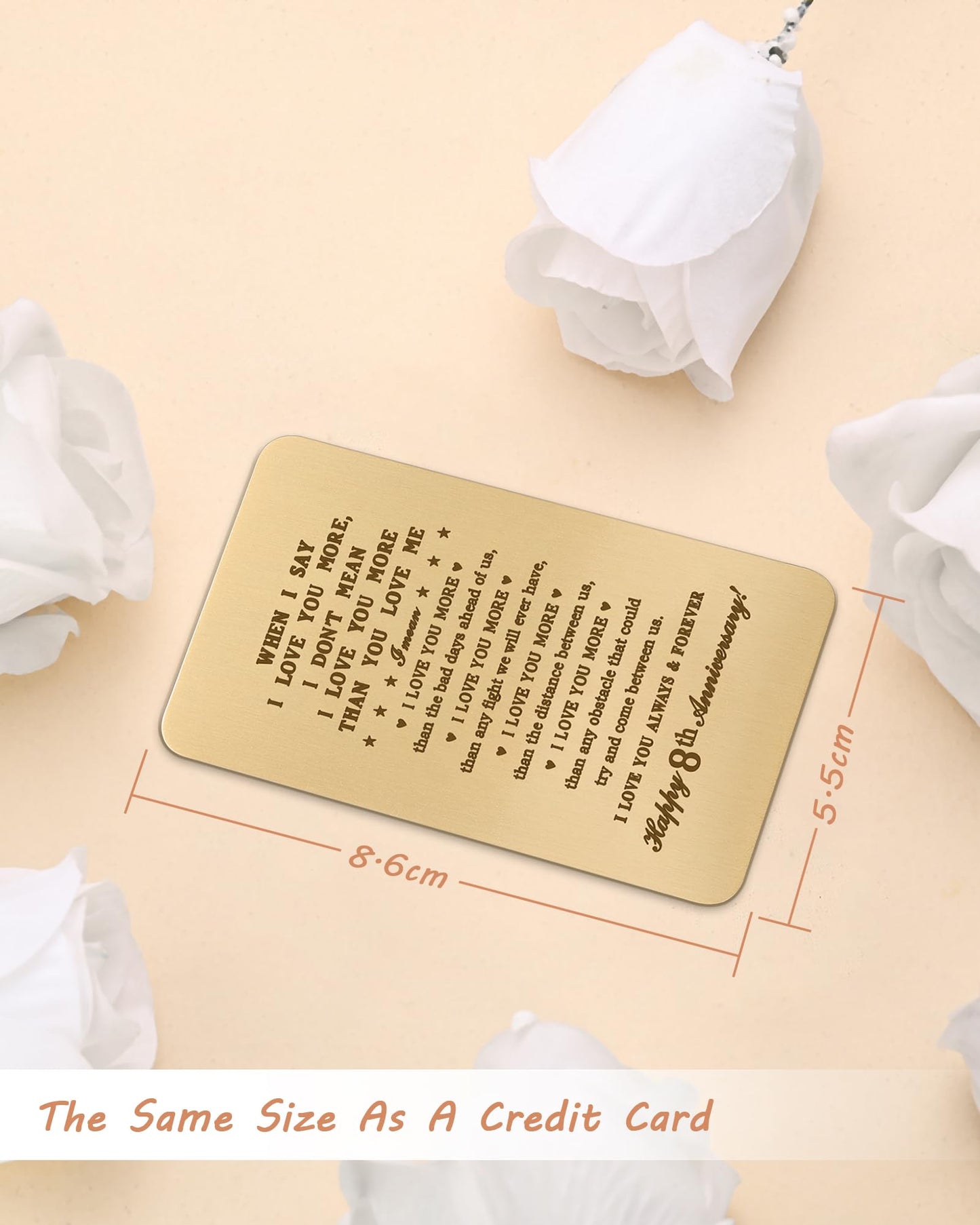 MagEnergy 8 Year Anniversary Card Gifts for Him, Handmade Bronze Love Card for Husband, Romantic 8th Anniversary Card for Wife, 8th Wedding Wallet Card Gift