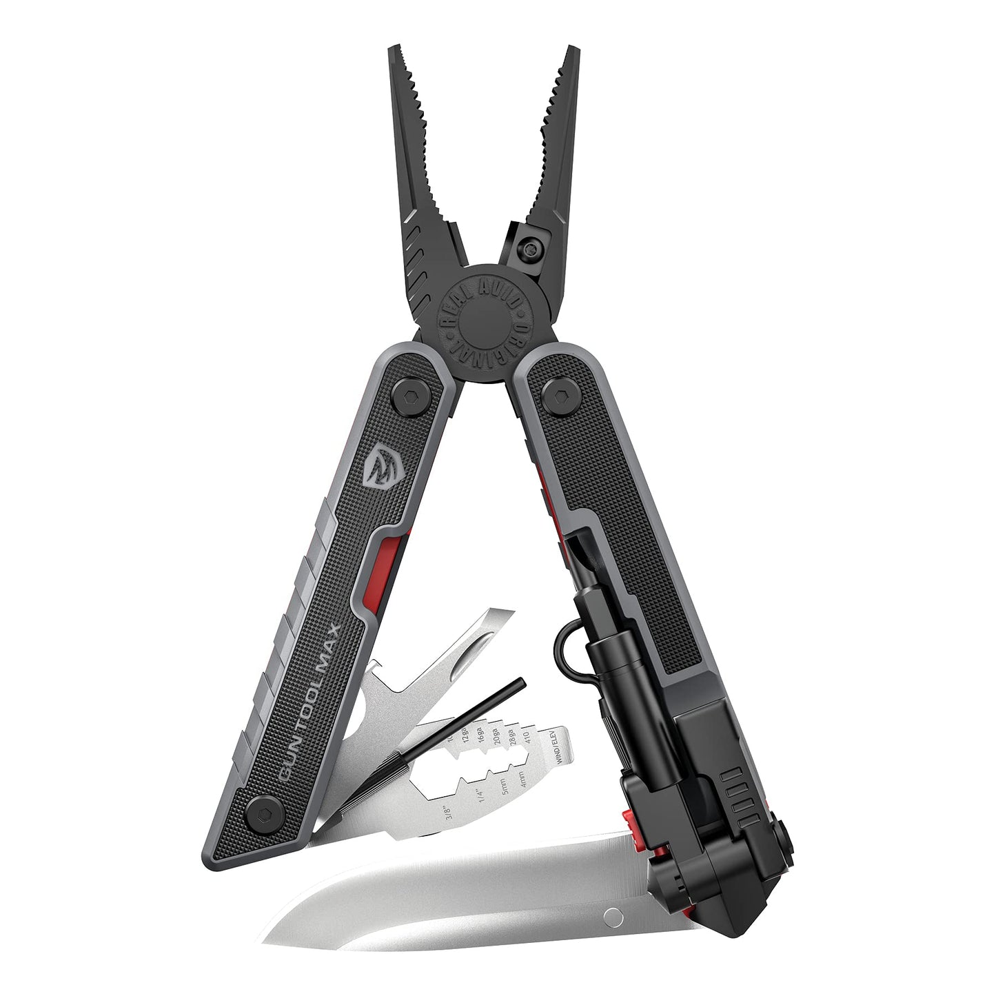 Real Avid Gun Tool Max, 37-in-1 Multitool for Gunsmithing, Includes Pliers, Wire Cutters, Knife Blade, Universal Choke Wrench, Bits, Wrenches & Sheath, Perfect EDC Tool for Hunting & Gun Owners black
