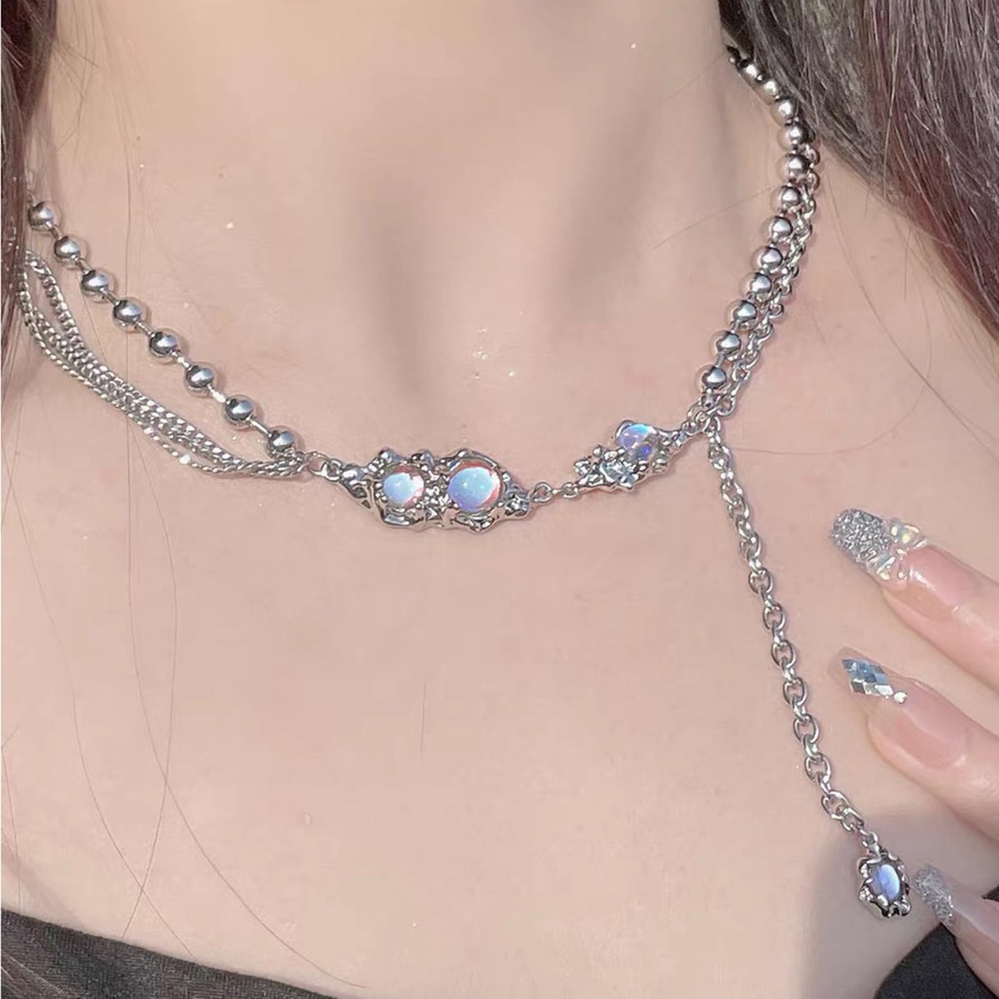 Buyongwant Irregular Necklace Y2k Moonlight Titanium Steel Fashion Women's Jewelry