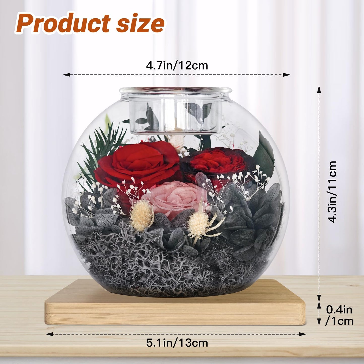 KDSYWJ Preserved Roses Birthday Gifts for Her, Flower in Glass Dome with Scented, Flower for Women Mom Wife Daughter Girlfriend on Birthday Mothers Day Anniversary Valentines Day Christmas (Red)