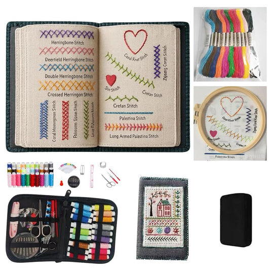 2026 New Embroidery Stitch Book Kit, All-in-One Embroidery Stitch Books and Sewing Kit, 86-Piece DIY Embroidery Stitching Book Kit with 106 Patterns, Tools and Tutorials, Suitable for beginners.