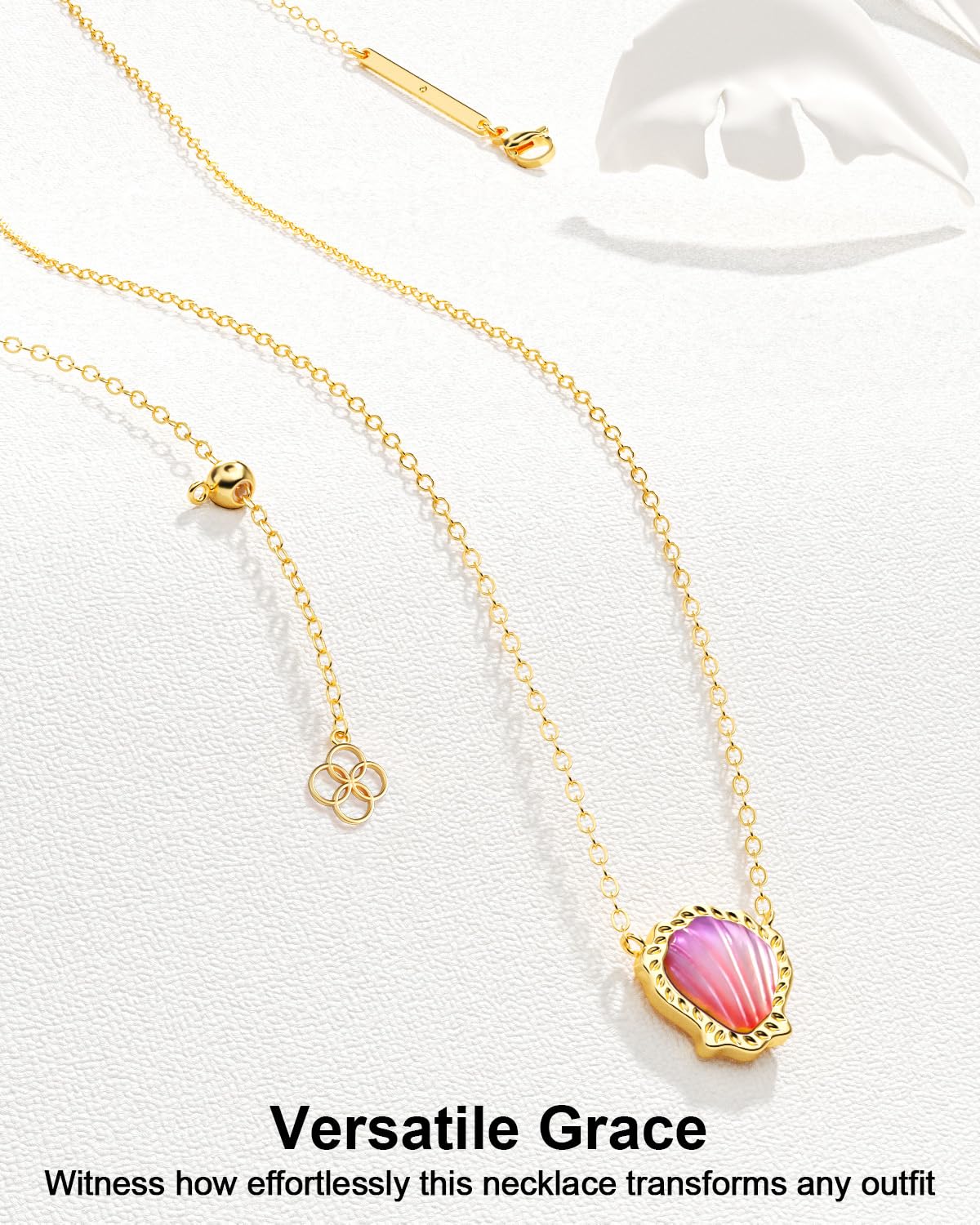 AICase 18K Gold Plated Pendant Necklace for Women,Shell Ivory Mother Of Pearl Fashion Dainty Jewelry,Anniversary Birthday Gifts for Women/MoM/Sister/Friends/Her/Wife/Grandma/Coworker_Hot Pink