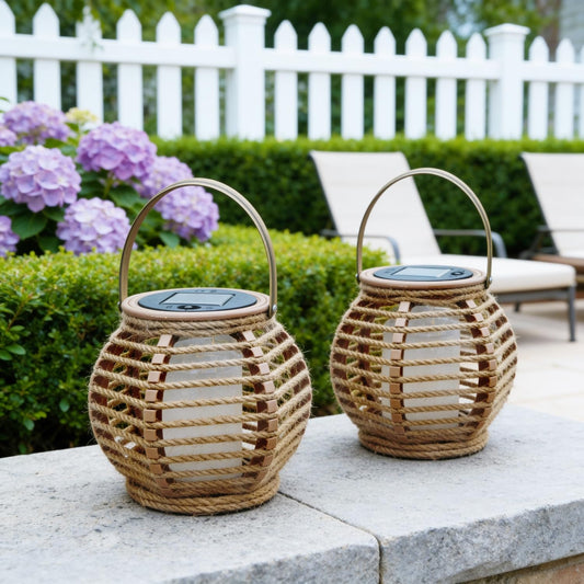 2 Pack Solar Lanterns Outdoor Waterproof, Pumpkin-Shaped Solar Lantern Hand-Woven Winding Bohemian Style Outdoor Lantern Hanging & Tabletop Decor for Garden/Patio Birthday Gifts for Women Mom Grandma
