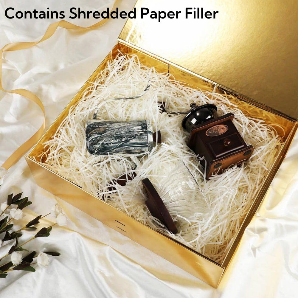 GoooodGift Extra Large Gift Box Gold 1 Pack 16x13.5x5.3 inch Luxury Gift Box for Presents with Magnetic Closure Lid Collapsible,Birthday,Christmas,Wedding,Contains Shredded Paper Filler