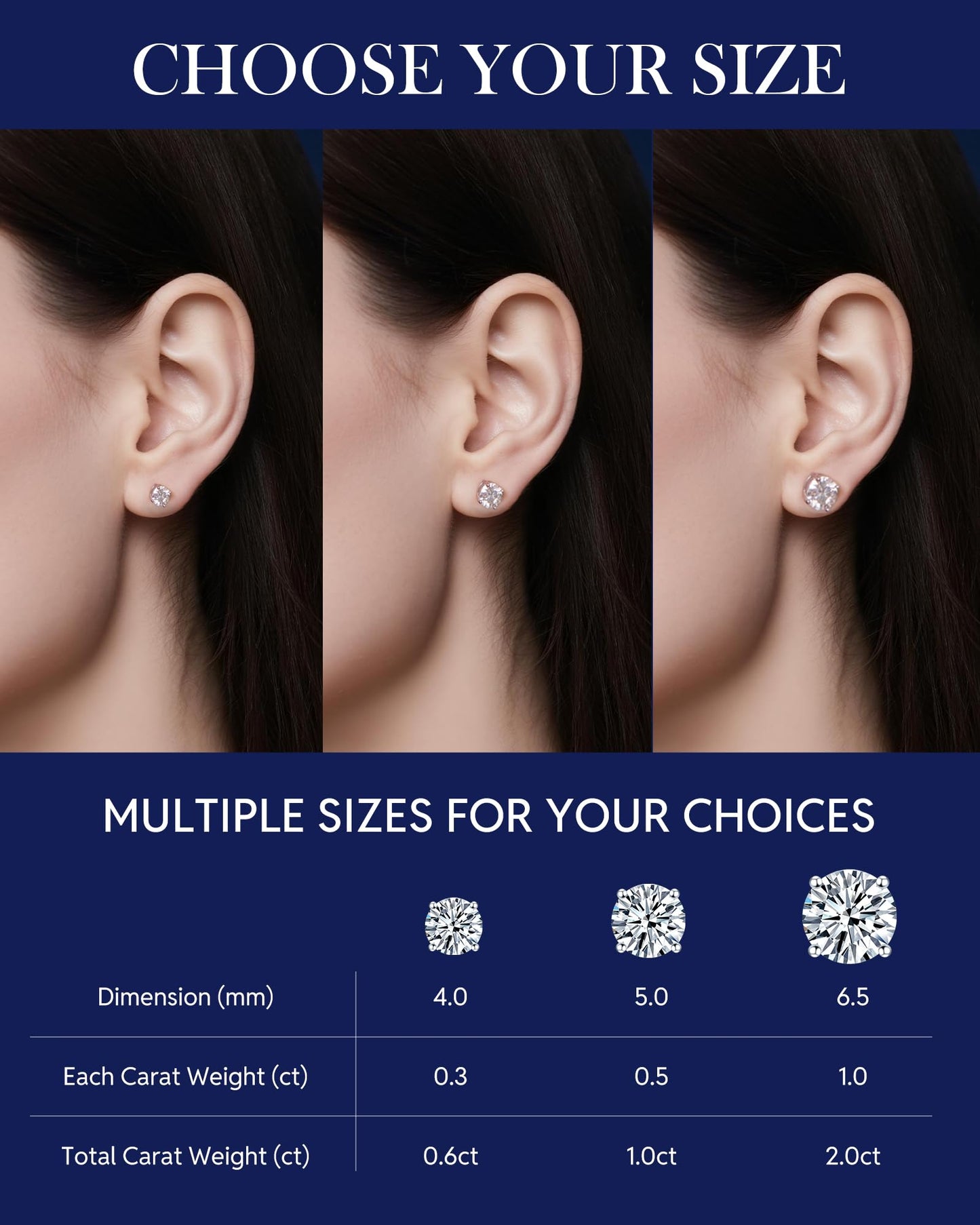 Nousali Moissanite Stud Earrings, 0.6 Carat Round Cut D Color VVS1 Clarity Lab Created Moissanite Earrings Studs 18K White Gold Plated 925 Sterling Silver Jewelry Engagement Gifts for Women Men