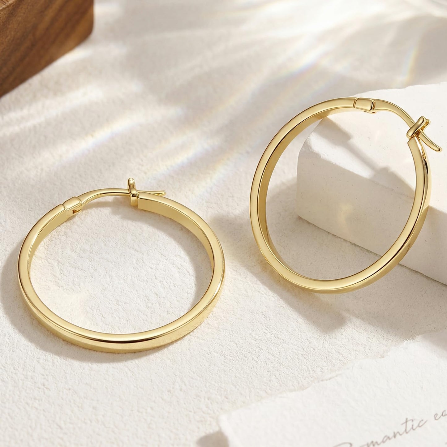 Gold Hoop Earrings for Women Gold Earrings for Women 14K Gold Hoop Earring for Womens Hoops Earring Soft Curves and Strong Charm Womens Hoops Earring 30 MM