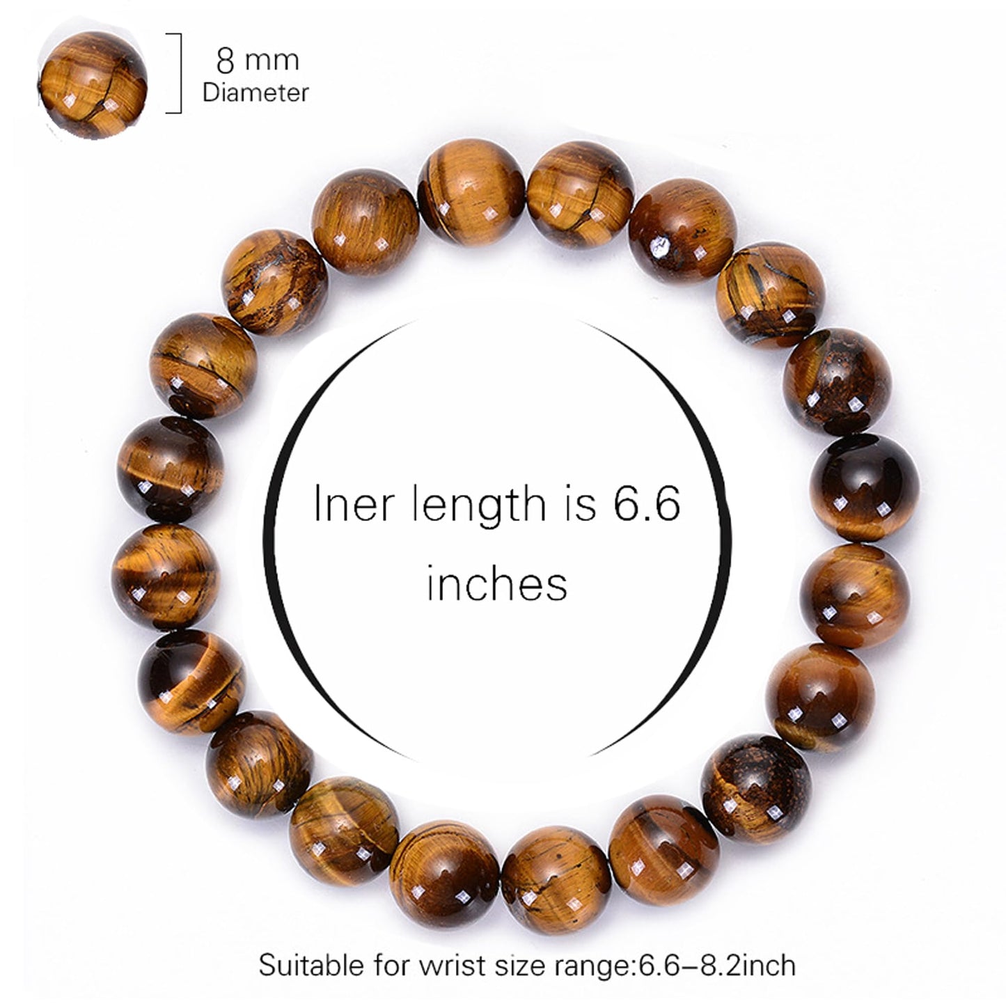 Cryhand Tigers Eye Protection Handmade Bracelet Best Present For Men Women Attract Wealth Chakra Feng Shui Stretchy Beaded Bracelets Lucky Friendship Bracelet (Tigers 3PCS)