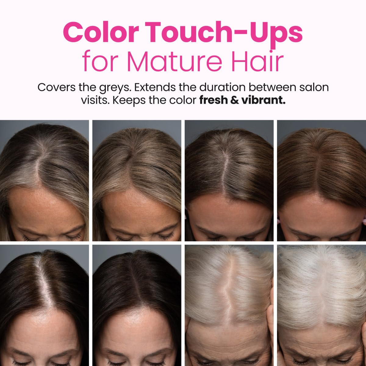 Prime Prometics Instant Coverage Hairline Powder for Mature Women – Covers Grays, Roots & Thinning Areas – Water & Sweat-Resistant – Natural, Fuller-Looking Hairline (White)