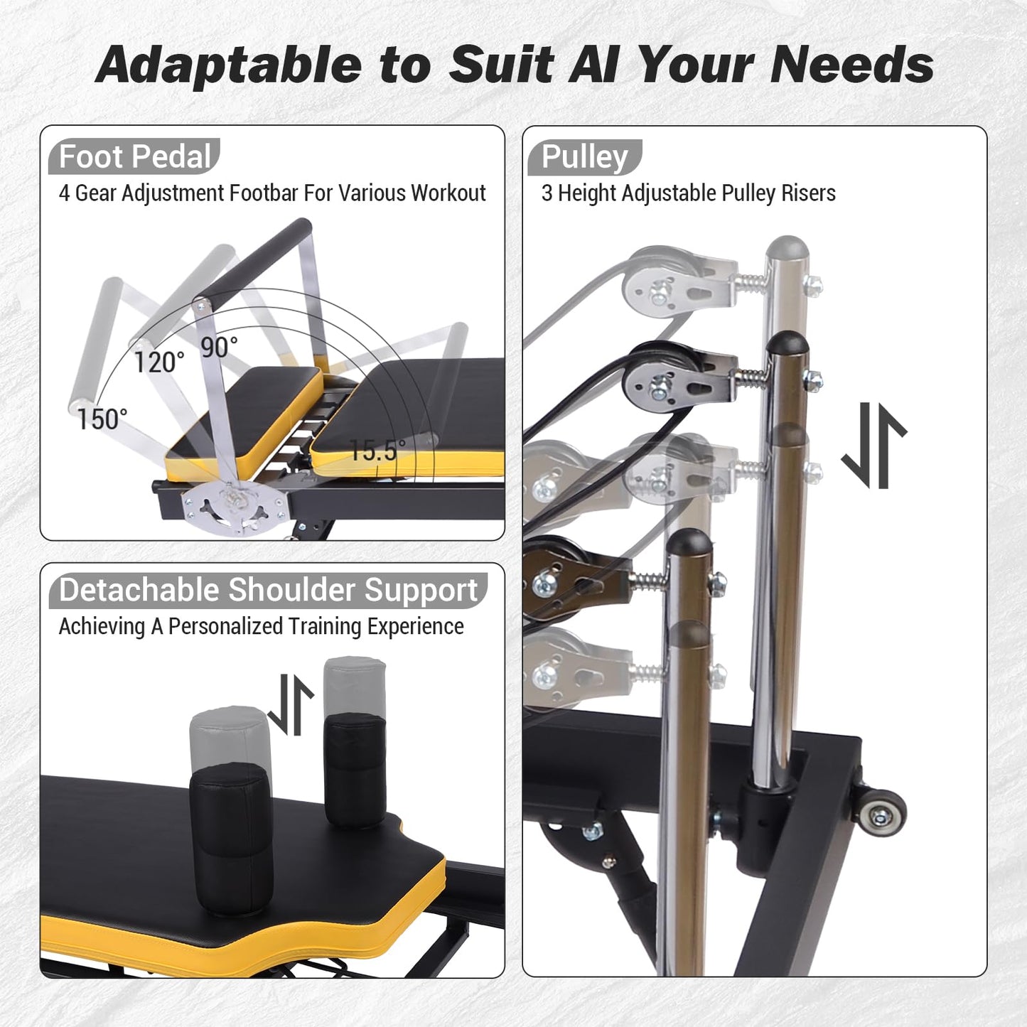 Pilates Machine, Springs & Resistance Ropes Dual-Use Home Gym Equipment