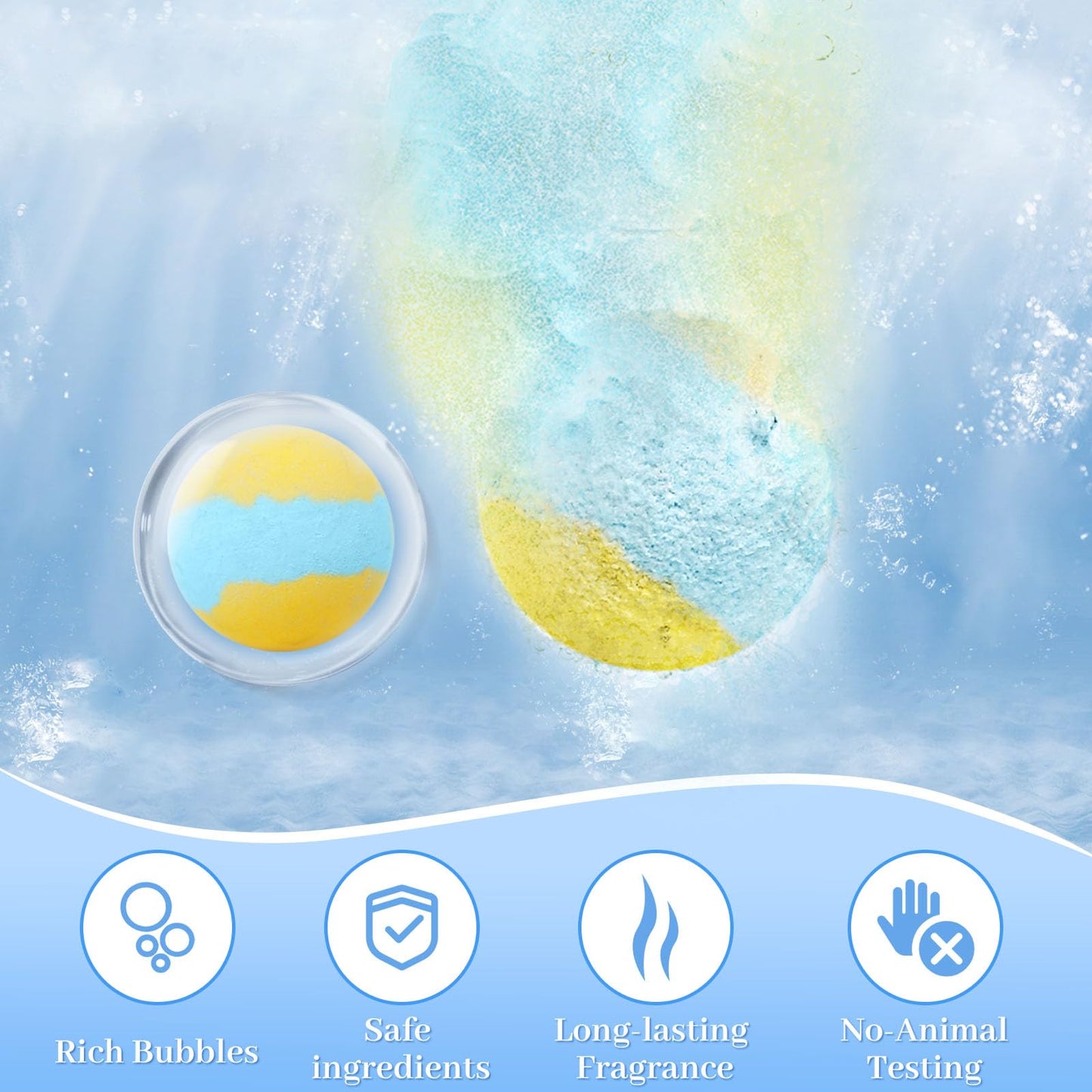 TranquilBliss Bath Bombs Set 50 PCS with 10 Rich Scents, Bath Bombs for Women, Natural Bubble Bombs with Shea Butter & Safe Oil, Ideal for Mother's Day, Valentine's Day, Christmas, Birthday Present