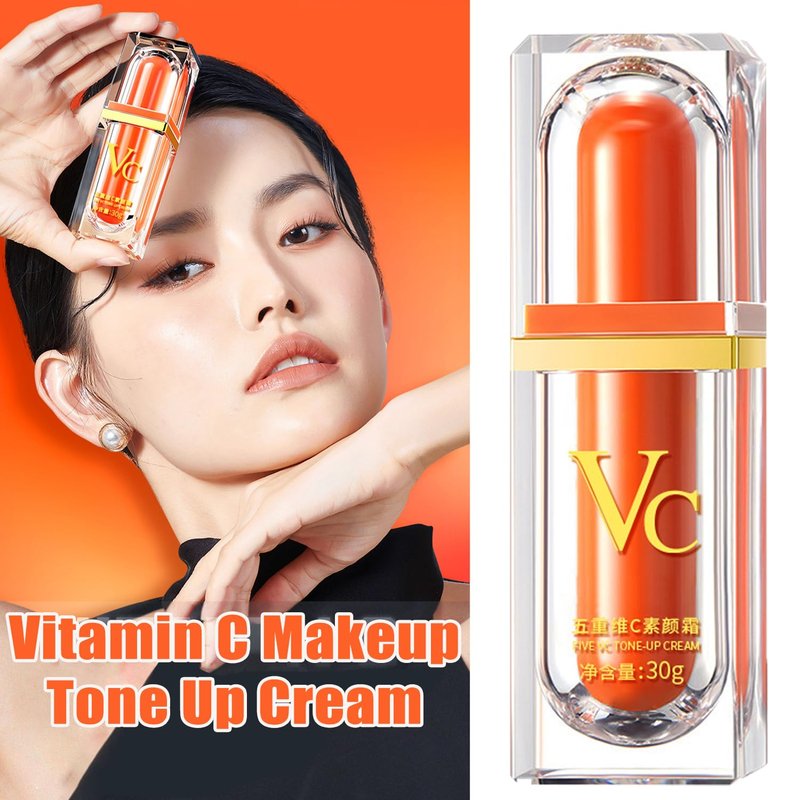 XIRUJNFD Vitamin C Makeup Tone Up Cream, Five Vitamin C Tone-Up Cream, Multi 4-In-1 Face, Concealer, Face Primer and Makeup (5)