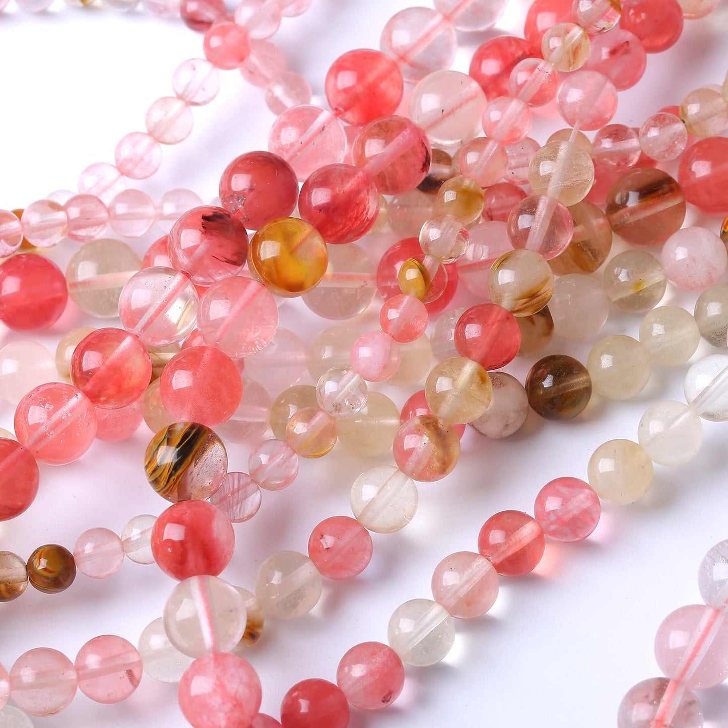 45PCS 8MM Watermelon Tourmaline Stone Beads Natural Gemstone Bead Crystal Healing Energy Jewelry Making DIY 15 inches