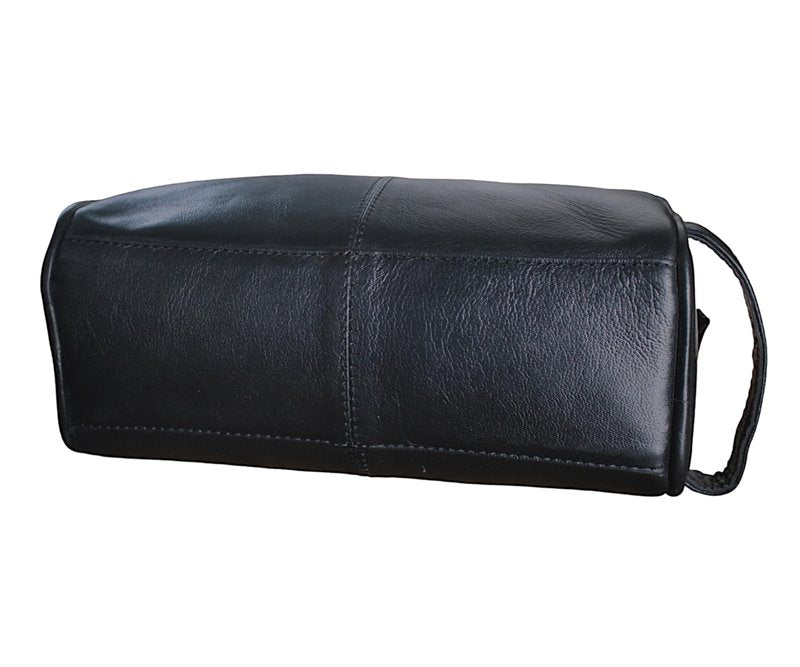 jaald Men's Genuine Leather Toiletry Bag Small Shaving Bags Grooming for Travel Groomsmen Gift Men Women Hanging Zippered Makeup Bathroom Cosmetic Pouch Case Make Up kit