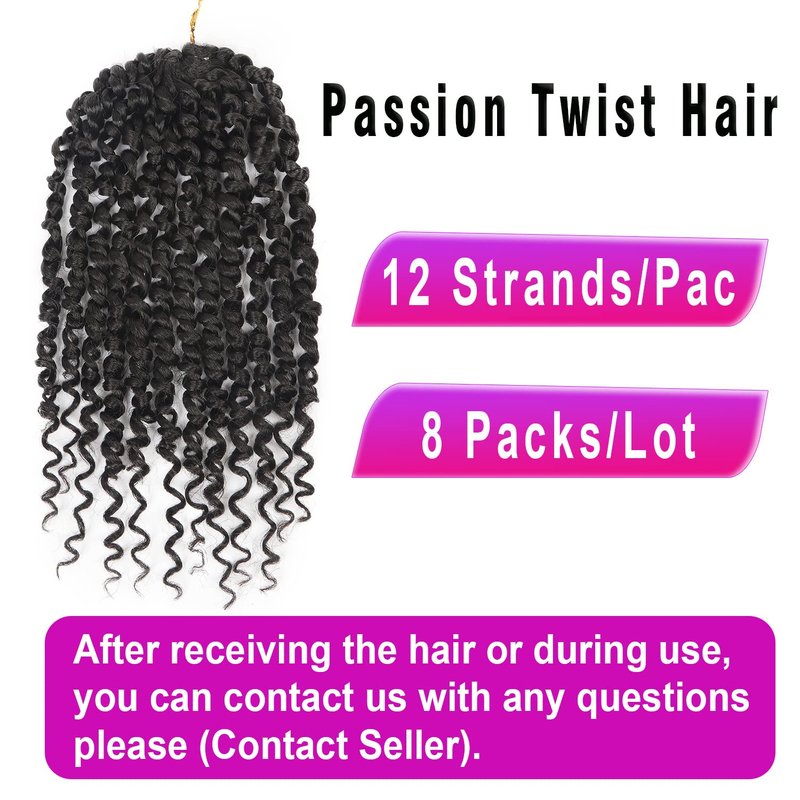 Bileaf 8 Pack Passion Twist Crochet Hair 10 Inch Pre-twisted Short Crochet Passion Twist Hair, Pre Looped Passion Twists Crochet Braids Bohemian Crochet Hair 1B