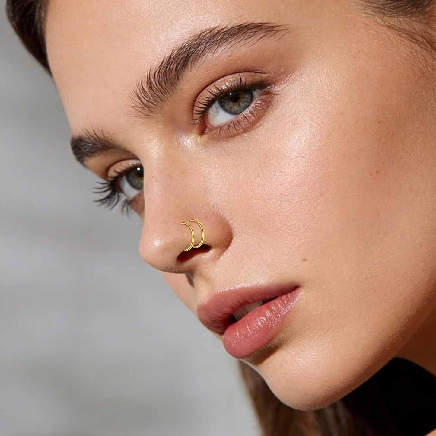 JFORYOU FORYOU Fake Nose Ring Fake Nose Piercing Fake Nose Rings Hoop for Women Faux Nose Piercing Clip on Non Pierced Faux Body Piercing Jewelry for Women Men Gold