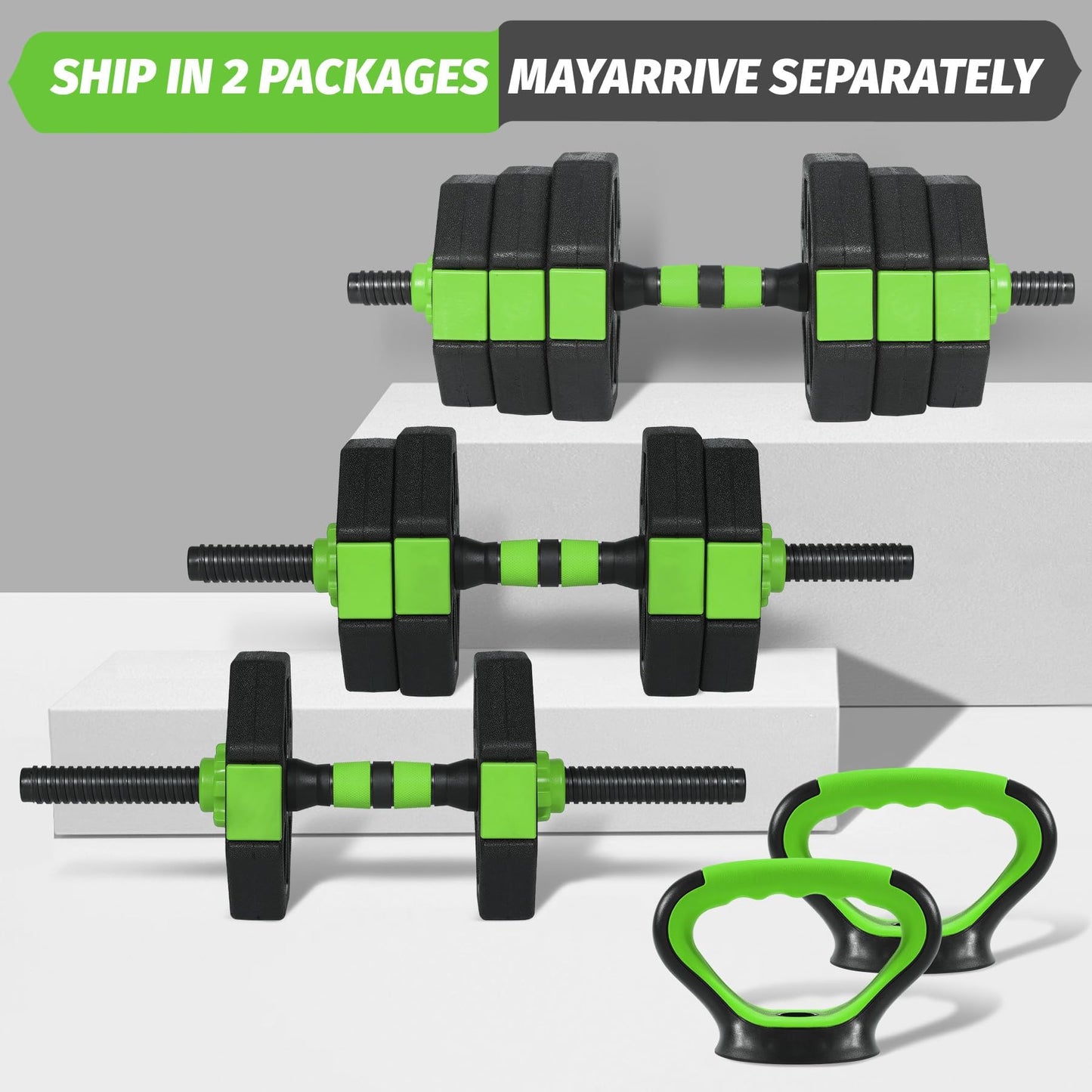 Adjustable Dumbbells Set 44/66/88LB, 4-in-1 Free Weight Set with Barbell Connector, Used As Dumbbells/Barbell/Kettlebell/Push-Up Stand, Strength Training Equipment for Home Gym for Men, Women & Youth