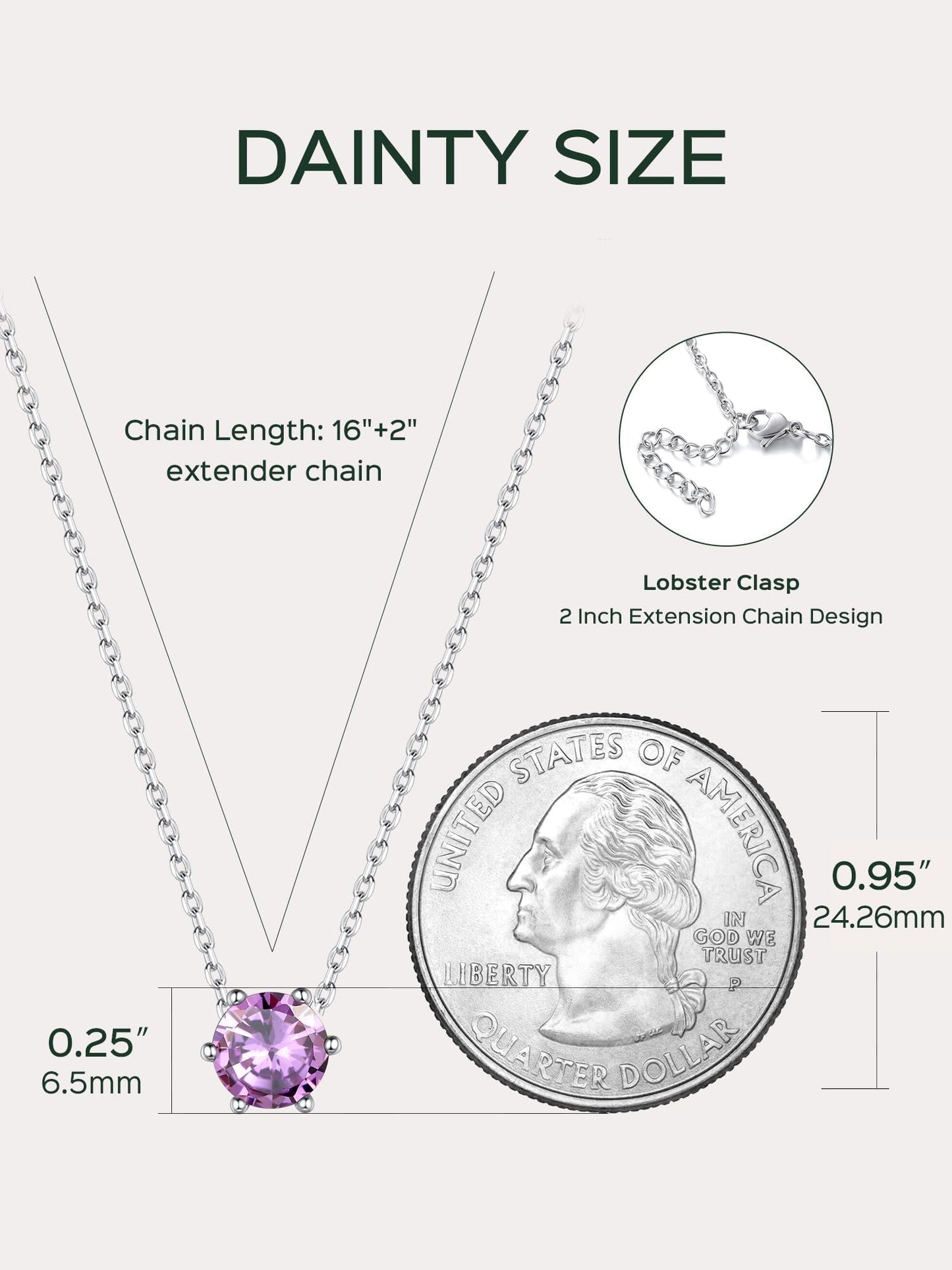 ChicSilver 925 Sterling Silver Alexandrite Necklace for Women White Gold Plated June Birthstone Necklace Dainty Round Crystal Purple Jewelry