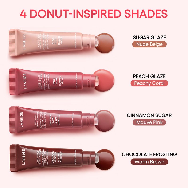 LANEIGE Glaze Craze Tinted Hydrating Lip Serum, for Glossy, Nourished Lips with Plumping Polypeptides, Chocolate Frosting