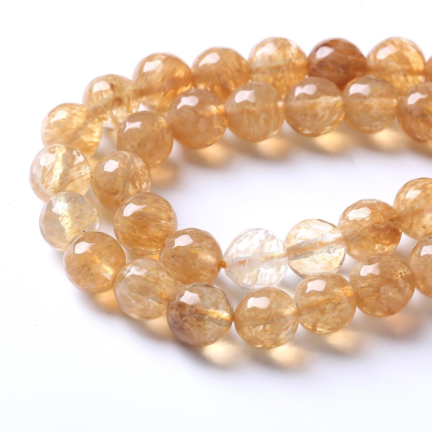 45pcs 8mm Natural Faceted Tea Watermenlon Jade Stone Beads for Jewelry Making Energy Healing Beads DIY Bracelet Necklace Accessories 15" (8mm, Faceted Tea Yellow Jade)