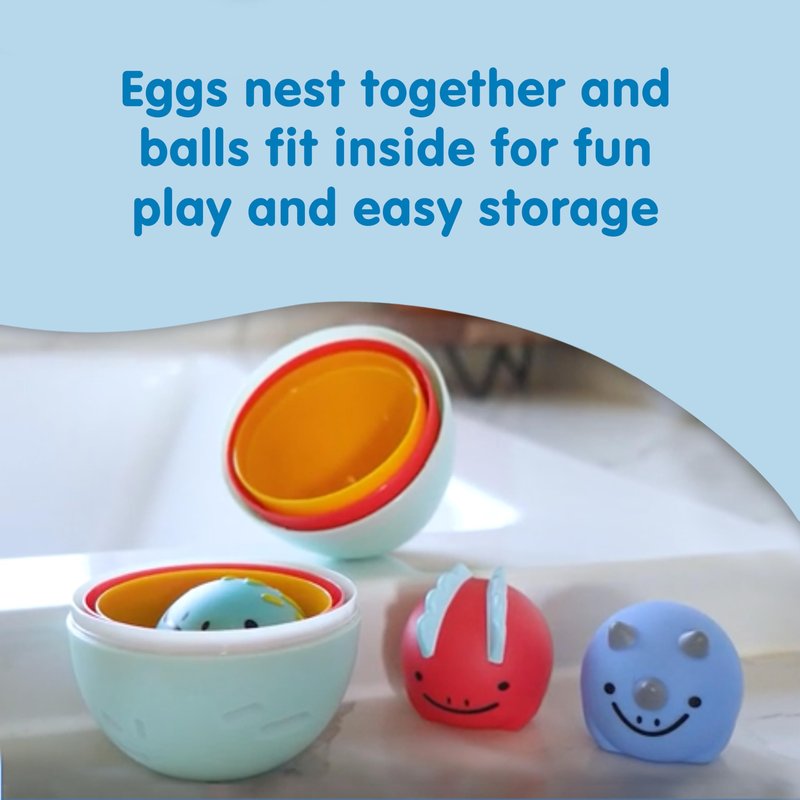 Dr. Brown's CleanUp Float & Hatch Dino Eggs, Multi-Use Interactive Bath and Pool Toy for Toddlers, 6m+, BPA Free (Packaging May Vary)