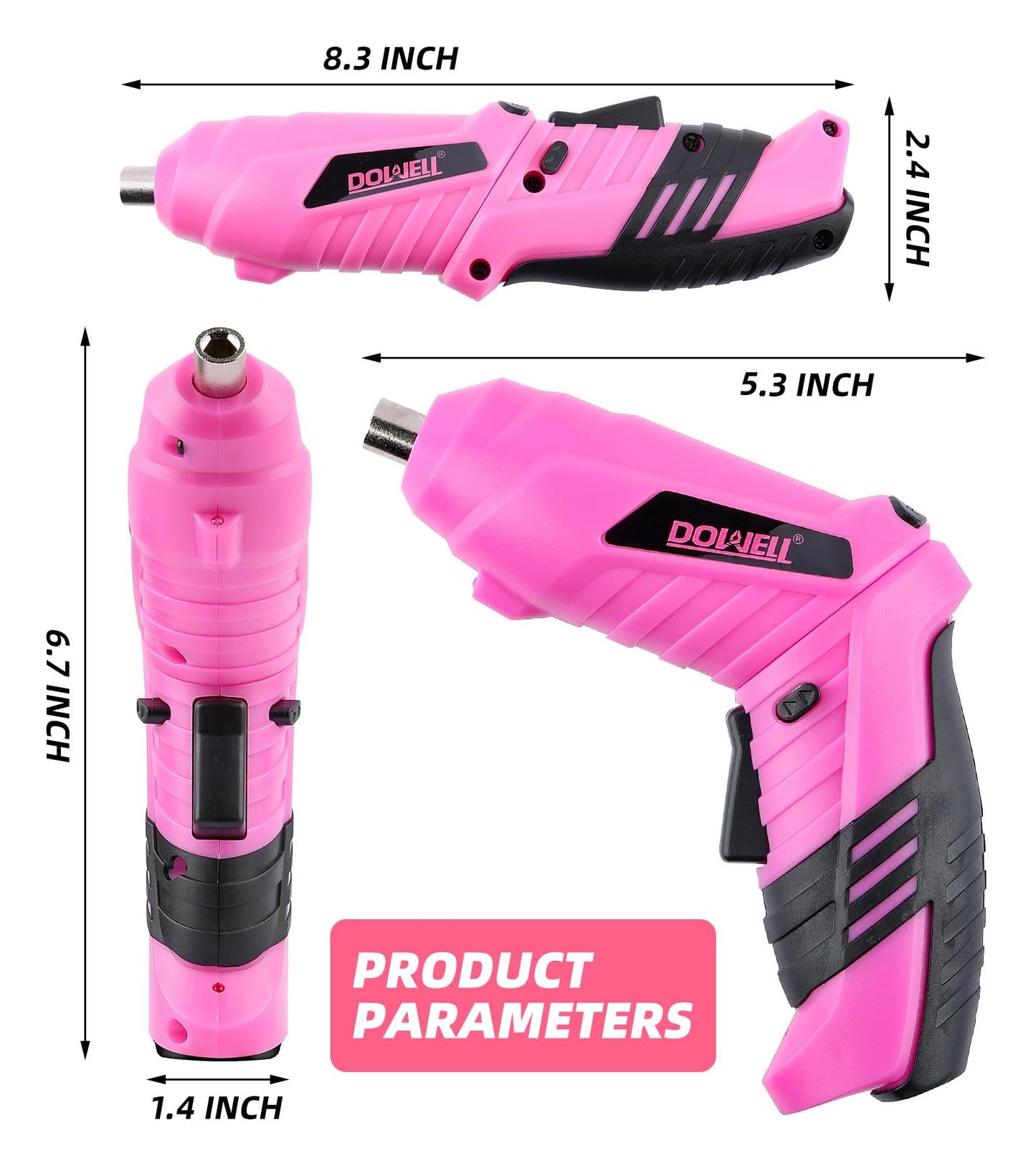 DOWELL Power Electric Cordless Screwdriver Set Rechargeable 3.6V Power Screwdriver Kit Tools for Women with 28pcs Accessories, Pink