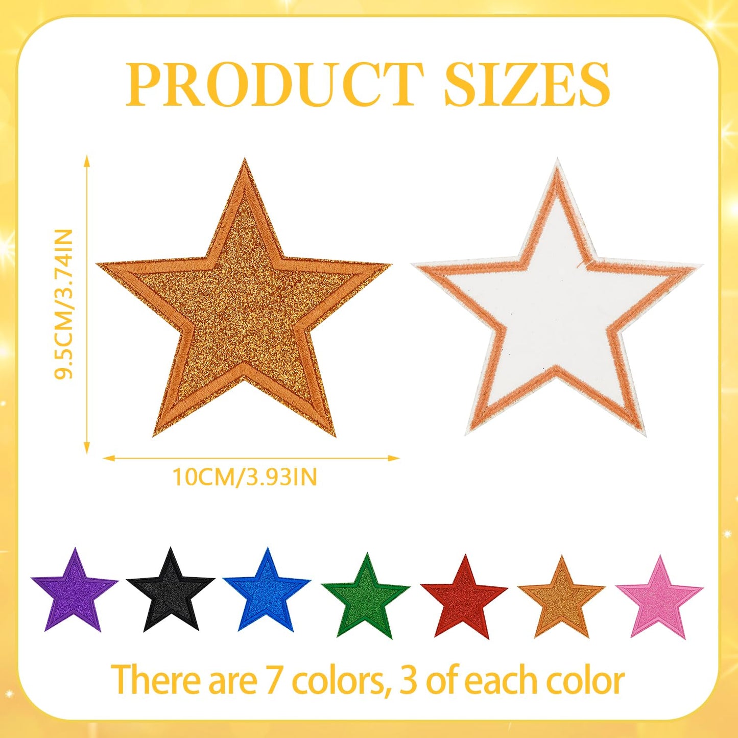 28Pcs Glitter Star Iron On Patches 4''Large Bling Embroidered Appliques with Sequin Sparkle Colorful Star Patch for Clothes Denim Jackets Jeans Backpacks Trucker Hats Phone Case Clothing Repair DIY
