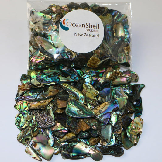 Abalone (Pāua) Shell Pieces-2.65oz Pack-for Crafts, Jewelry Making, Resin Art, Inlay, Home Decorations, Fishtank Supplies, DIY Projects - Satin, Fines Size 0.19"-0.59" (5-15 mm) 2.65oz (75grams)