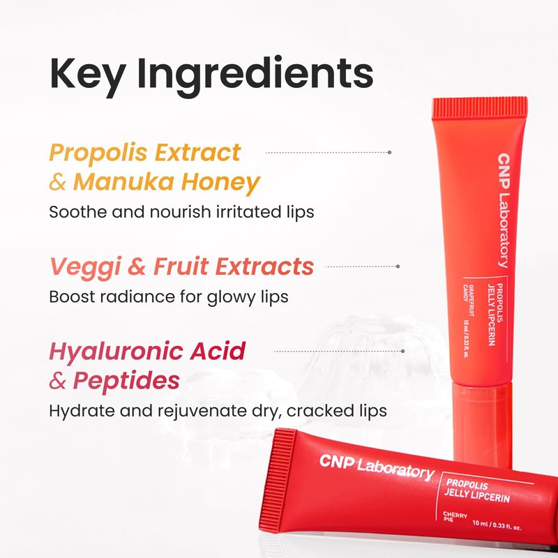 CNP Propolis Jelly Lipcerin™ - Hydrating Lip Balm & Gloss with Manuka Honey + Hyaluronic Acid, Korean Skincare, 0.3 fl.oz.