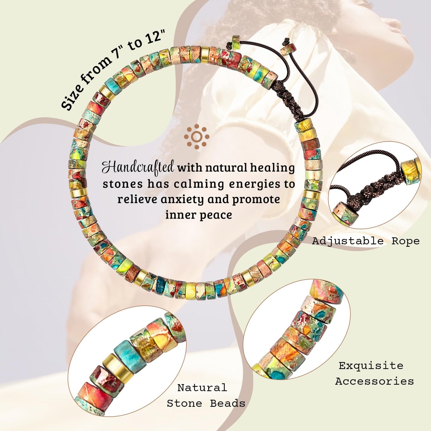 ZOKCC Cheer Up Gifts Bracelets for Women Healing Natural Stone Bracelets - Get Well Soon Inspirational Gifts for Women Friends Sister Friendship Bestie Coworker (H- REMINDER- KING STONE)