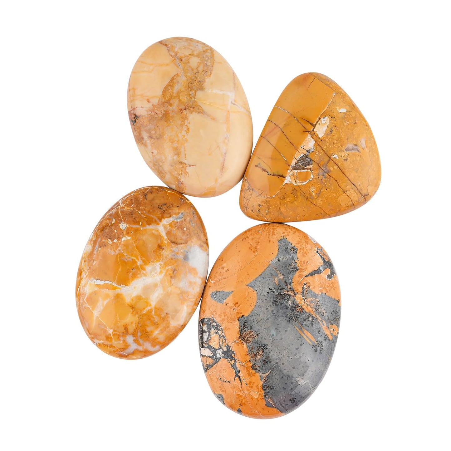 CRYSTALINES 4pcs Natural Maligano Jasper Gemstone Cabochon, Wholesale Polished Stones, DIY Crafting-Jewelry Making, Bulk Loose Lapidary Crystals Supplies, Wire Wrapping, Gem Collection