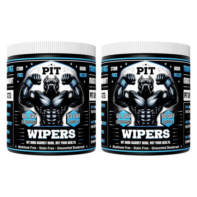 Pit Wipers Aluminum Free Unscented Underarm Deodorant, Incredibly Effective, Stain-Free, Maximum Strength, for Men and Women, Paraben-Free, (6 month supply) (Unscented, 180 count total) (2 pack)