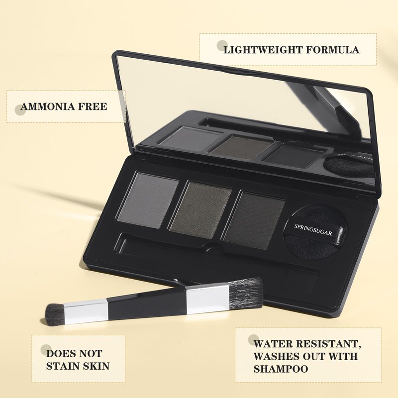 Root Touch Up Hairline Powder – 3 Blendable Shades for Hair Cover Up, Root Coverage & Hairline Filling – 48H Wear, Natural Look for Women & Men – Black