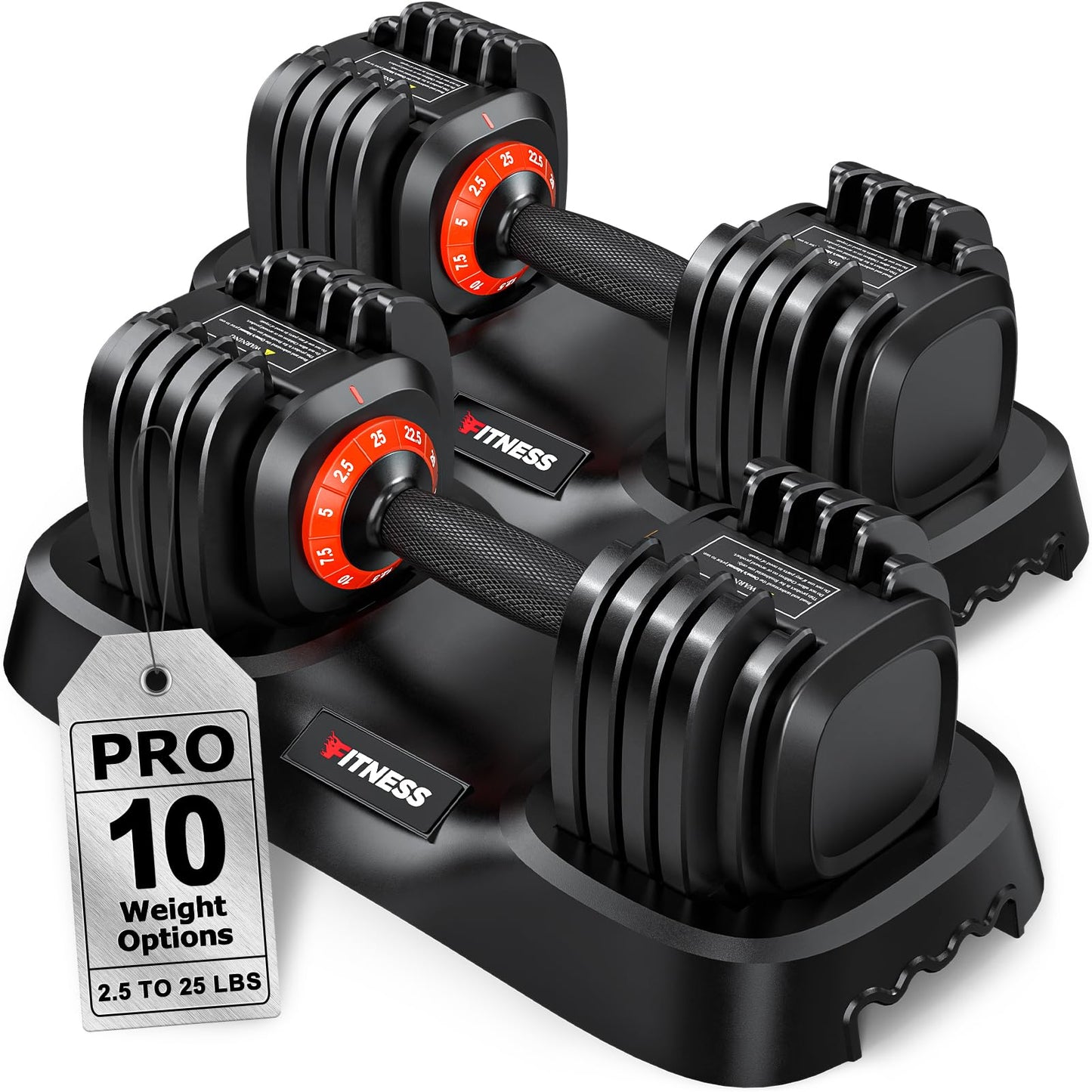 Rendpas Adjustable Dumbbells Set of 2, 1-Sec Adjustable Weights Dumbbells Set, 10 in 1 Dumbbell Set with Anti-Slip Texture Handle, Weight Set For Home Gym Suit both Men and Women