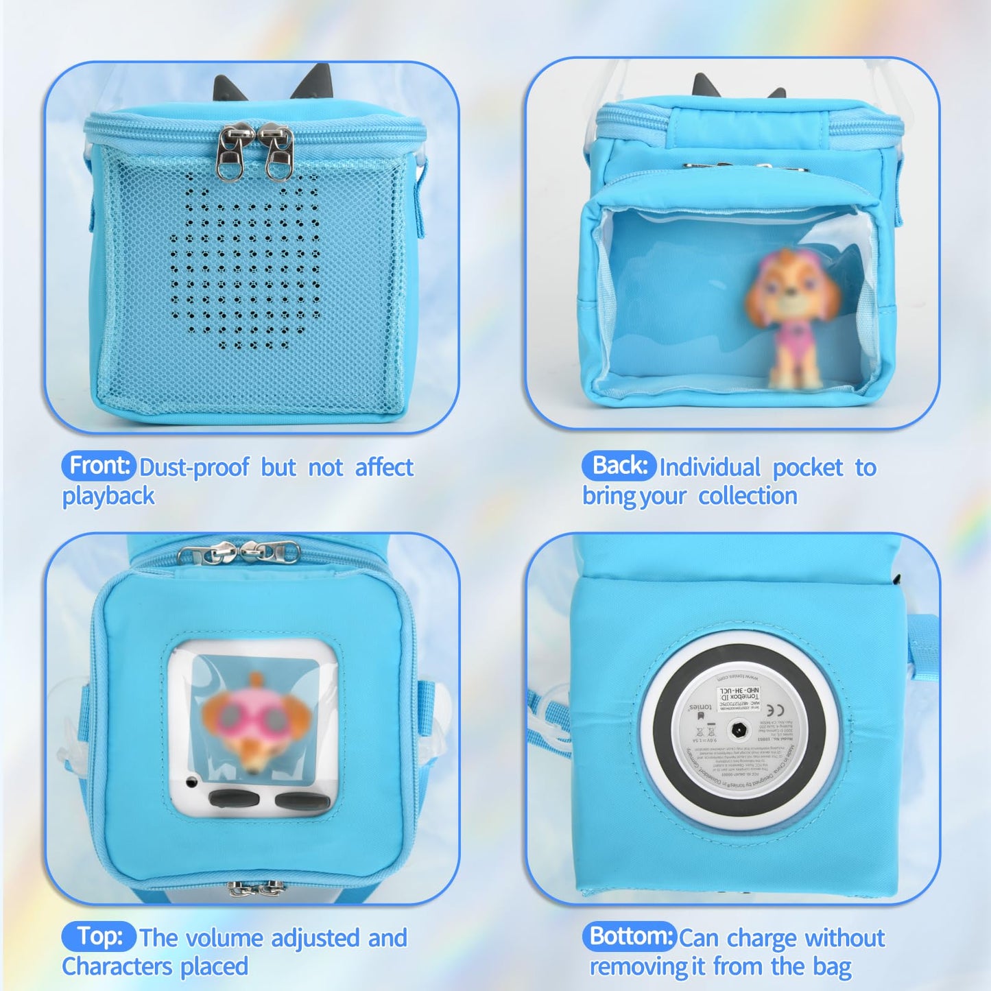 Beautyflier Carrying Case Compatible with Toniebox Starter Set and Tonies Figurines, Storage Bag Organizer for Toniebox 2 & Accessories, Tote Bag for Toniebox 1 Disney Tonies Figures (Blue)