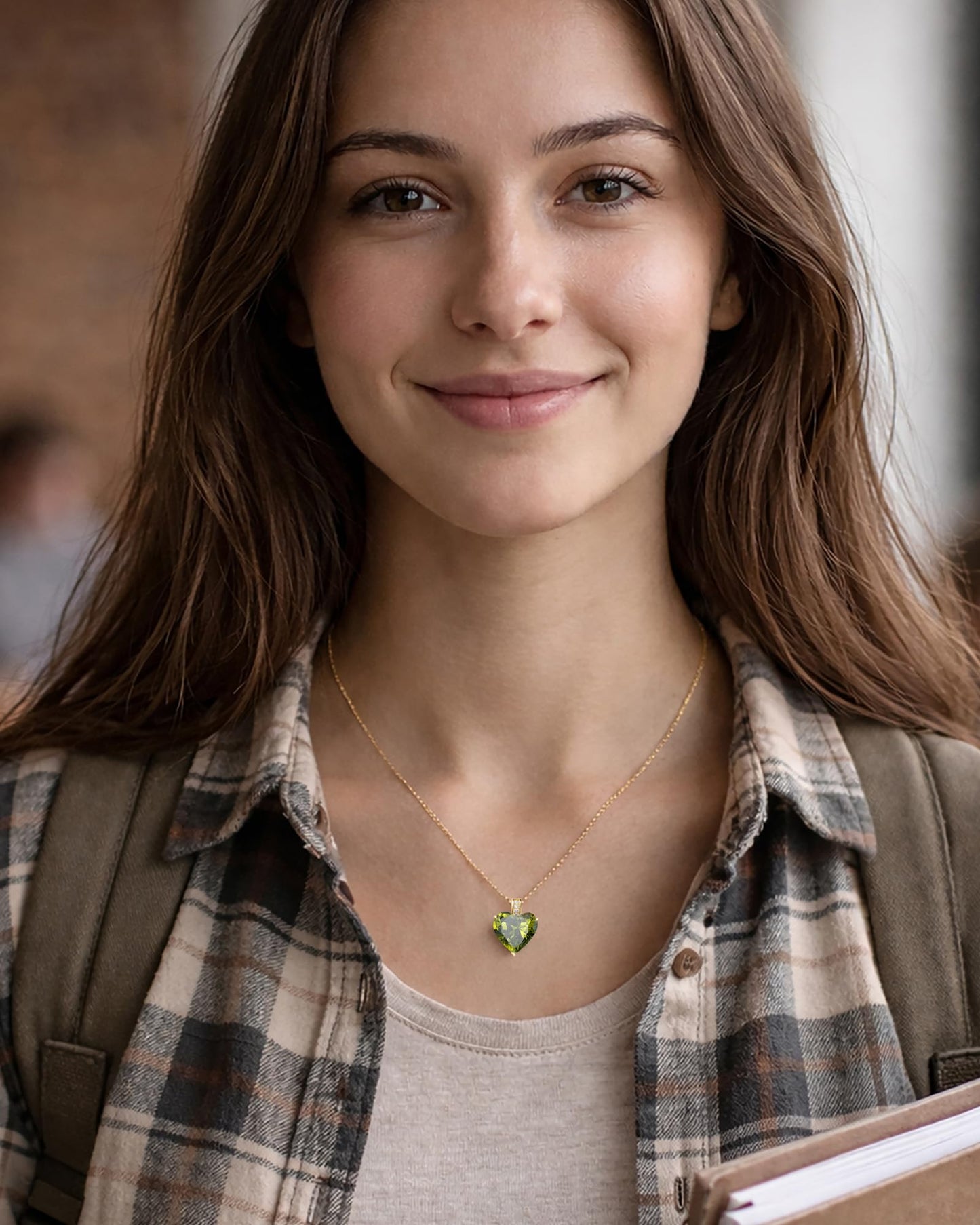 MIDDLUX August Birthstone Jewelry, Peridot Necklace, Heart Necklace, Peridot Jewelry, Birthstone Necklace for Women, August Birthday Gifts for Women