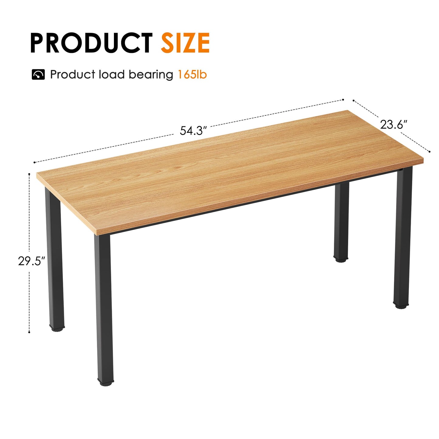 Need 54.3 Inch Large Computer Desk, Modern Simple Style Desk for Home Office, Basic Writing Table for Study Student, Teak