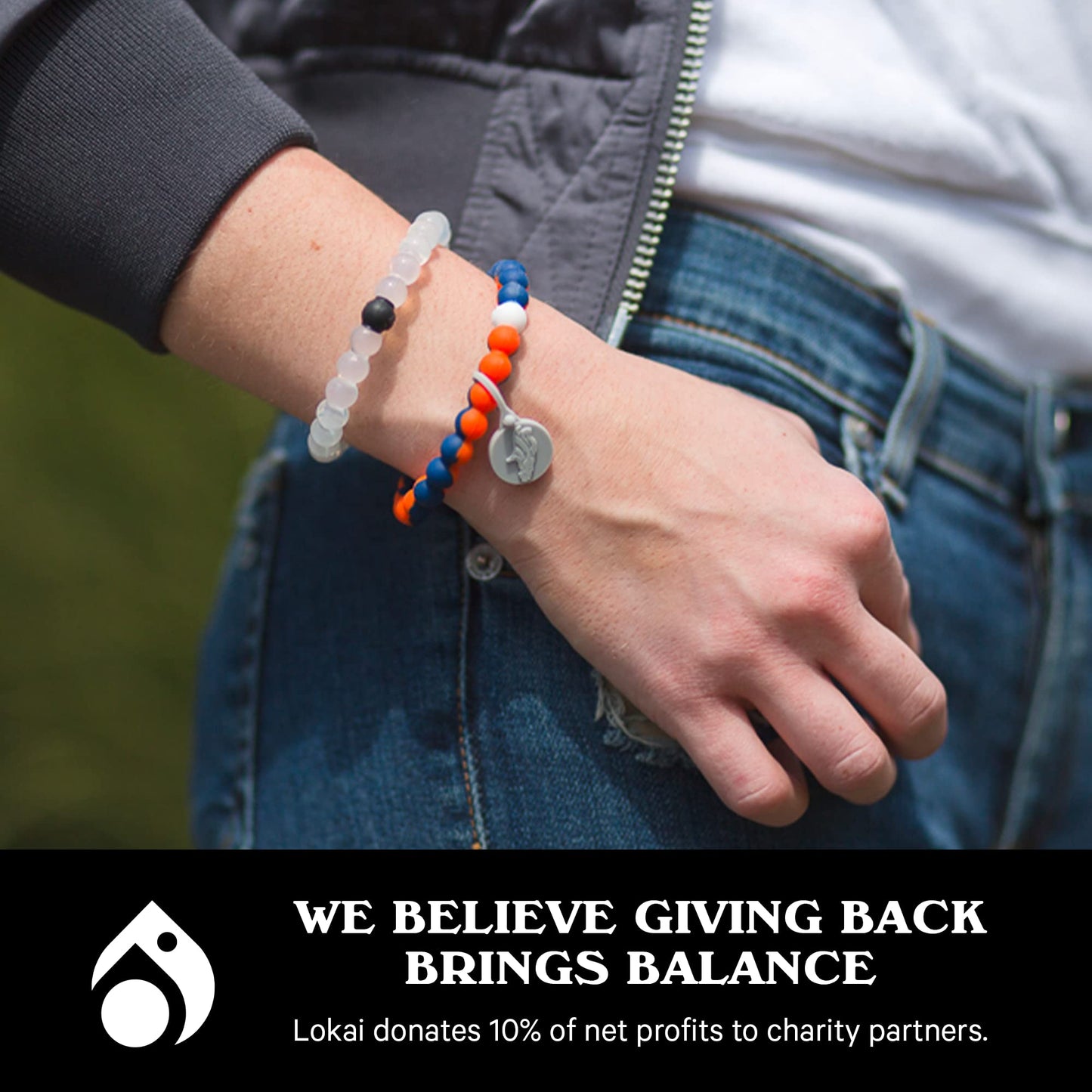 Lokai Silicone Beaded Bracelet for Men & Women, NFL Football Collection - Denver Broncos, Medium - Silicone Jewelry Fashion Bracelet Slides-On for Comfortable Fit