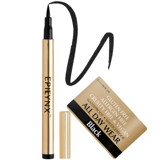 EPILYNX Liquid Eyeliner - Hypoallergenic Eyeliner with Fine Brush Tip, Long-Lasting Waterproof Eye Liner - Cruelty-Free, Vegan, Gluten-Free, Smooth Application Liquid Eye Liner, Black 2mL