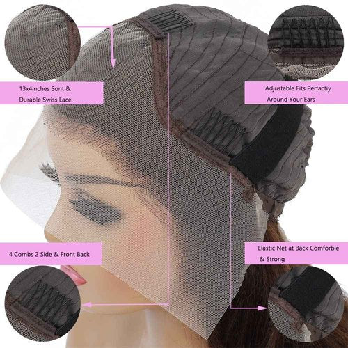99J Burgundy Wine Red Color Body Wave 13x4 HD Lace Front Glueless Wigs Human Hair Pre Plucked Bleached Knots with Baby Hair Wigs Brazilian Human Hair Natural Hairline Wigs for Women(24Inch)
