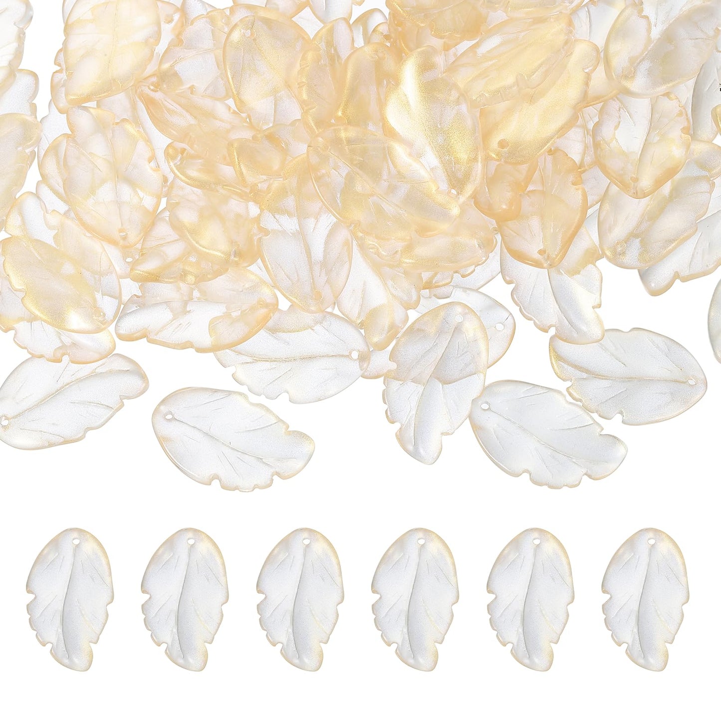 PATIKIL Glass Leaf Beads, 100Pcs Cute Crystal Leaf Charms, Translucent Czech Spacer Beads for DIY Jewelry Making Bracelets Necklace Wind Chimes Suncatchers, Clear