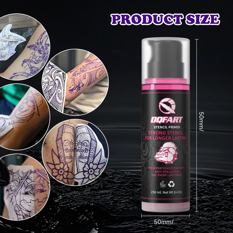 Tattoo Transfer Gel & Stencil Primer, 250ml/8.4oz, Strong Adhesion for Long-Lasting, Crisp Stencils - Prevents Fading & Smudging During Tattoo Sessions