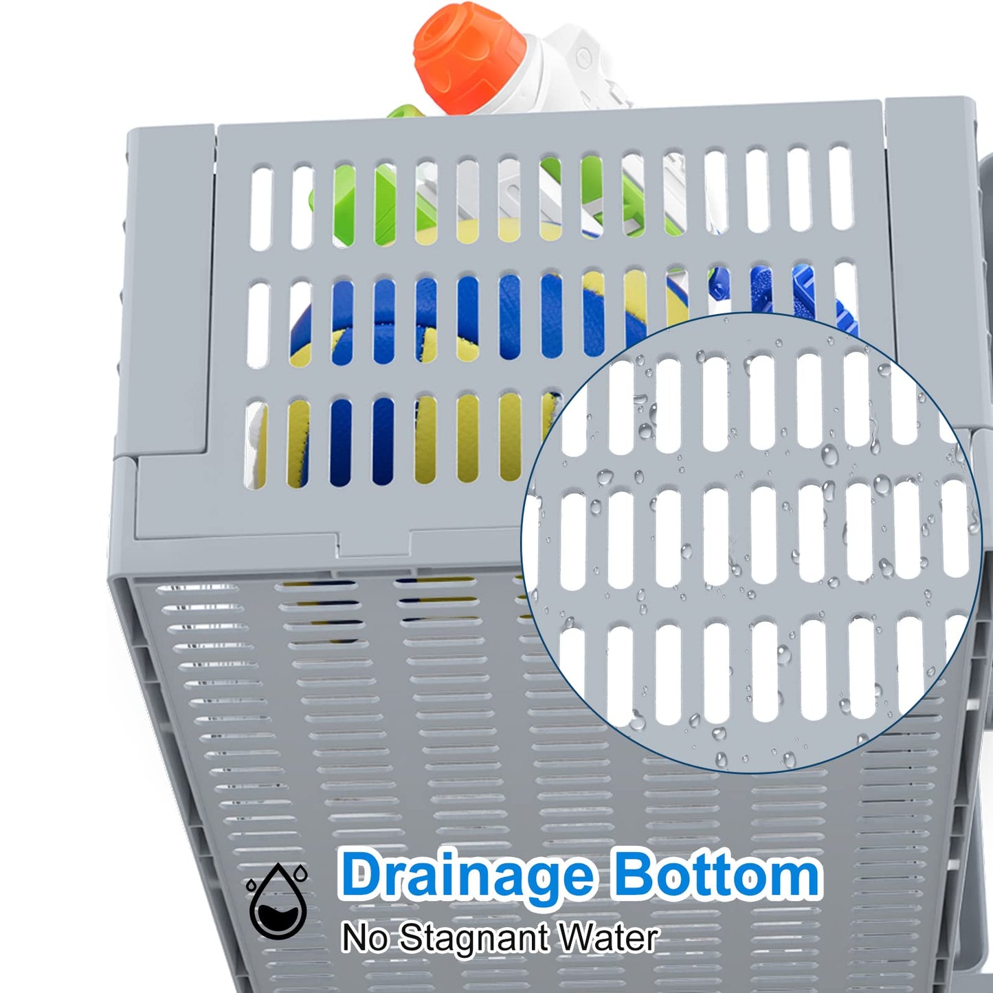 PAHTTO Poolside Storage Basket, Foldable Above Ground Pool Storage Basket for Pool Toys, Towels, Beverages, Poolside Organizer, Pool Accessories for Above Ground Swimming Pool (1 Pack- Gray)