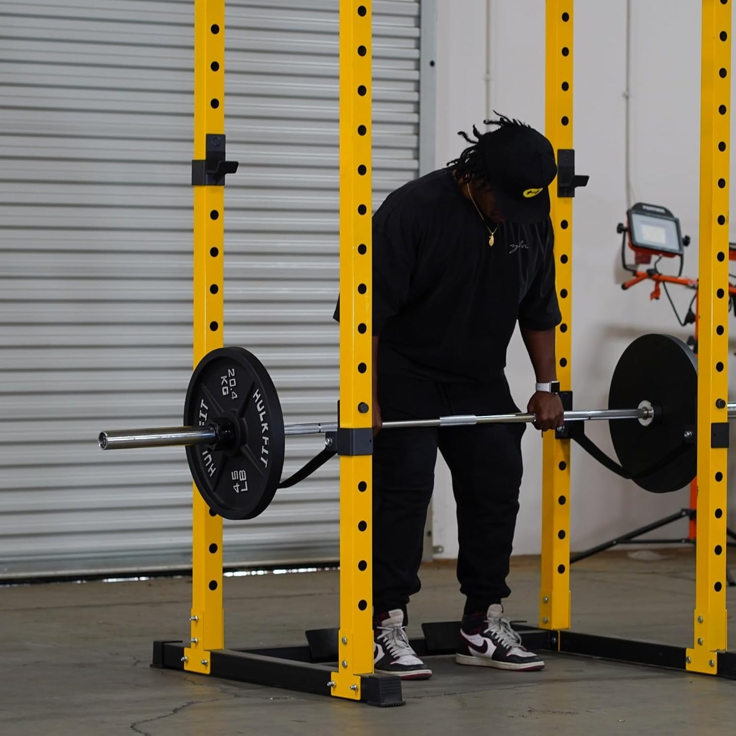 ELevon Power Cage Squat Rack for Home Gym - Multifunctional Exercise Equipment with Attachments, Black